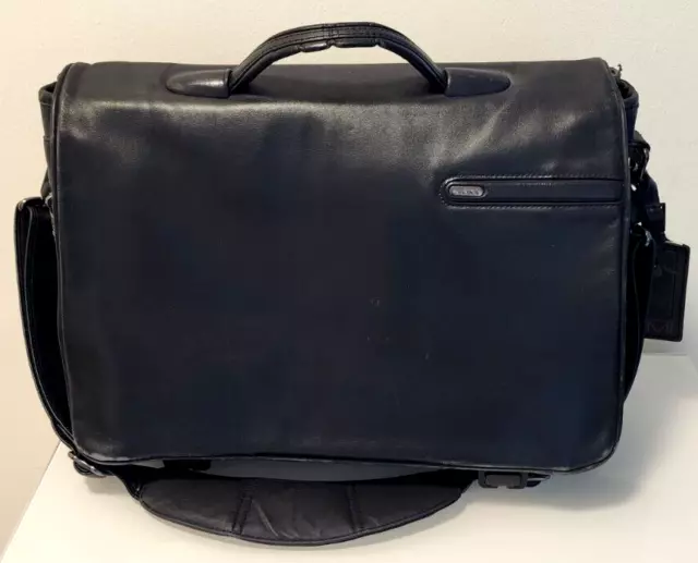TUMI Leather Laptop Briefcase Work Alpha Crossbody