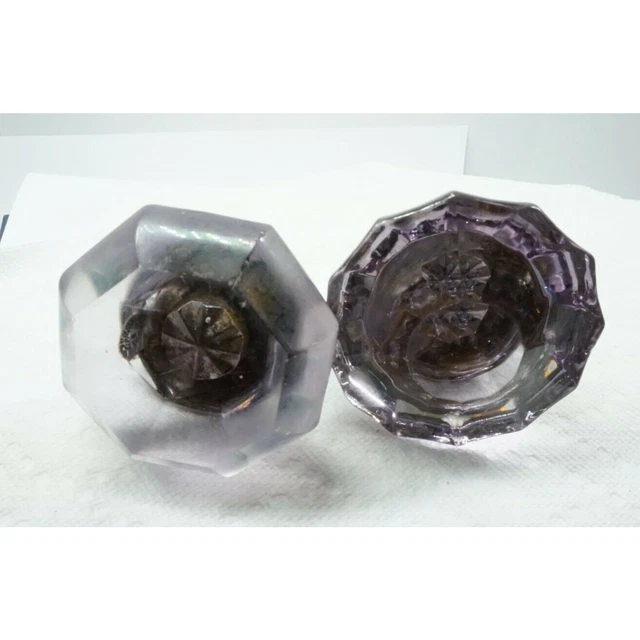 Antique/Vintage Lot Of 2 Purple Amethyst Glass Door Knobs damaged vtg
