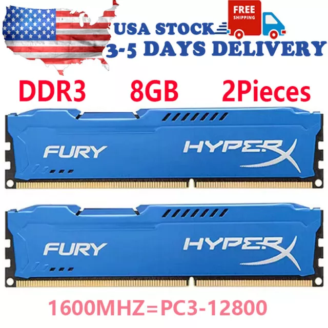 HyperX FURY DDR3 16GB 2x8GB 1600MHz PC3-12800 Desktop RAM Memory DIMM 240pin