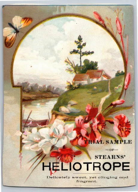 Stern's Heliotrope Purfume Victorian Trade Card - Riverside Home Scene