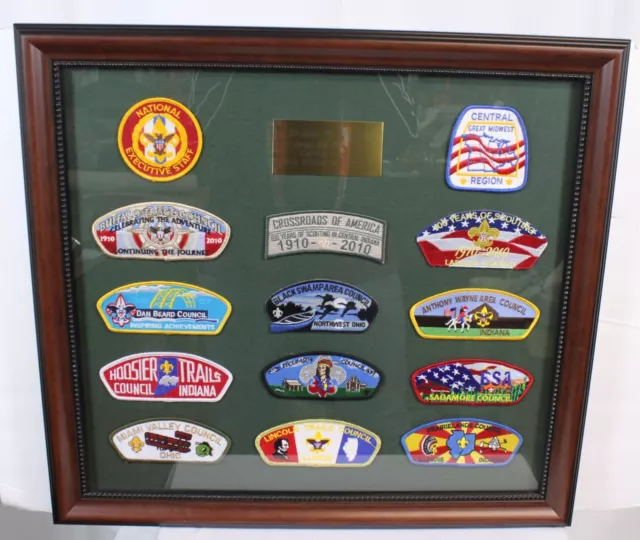 14 Vtg Boy Scout Patches Lot Area 6 Central Ex Staff Crossroads 2010 Framed Art