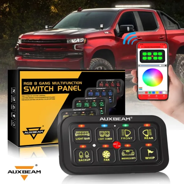 AUXBEAM RGB Switch Panel 8 Gang LED Light Relay Control For Chevrolet Silverado