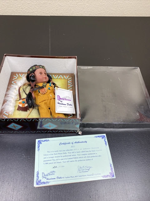 Duck House heirloom porcelain Native American doll Rare 0521/5000 Elu 8”
