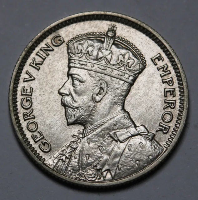 1935 Fiji Sixpence ( 6 Pence) Silver Coin George V  Low Mintage 120k aUnc
