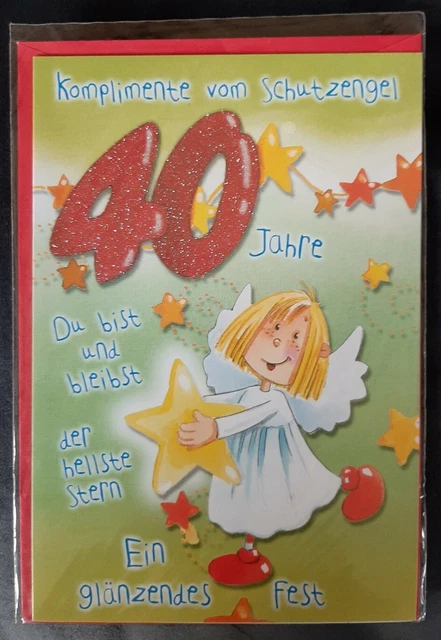 GRUSSKARTE ZUM 40. Geburtstag Glückwünsche Geburtstagskarte Schutzengel