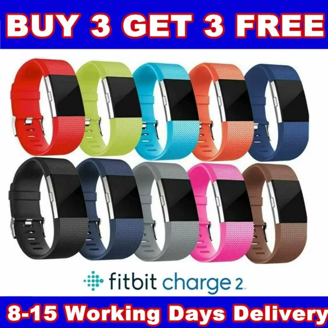 For Fitbit Charge 2 Silicone Strap Replacement Wrist Band Wristband Metal Buckle