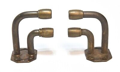 2 Vintage Matching Double Brass Goose Neck Curtain Rod Holder Supports