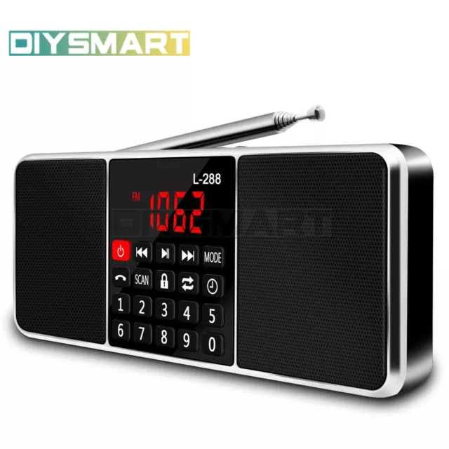 Portable Mini FM Radio Stereo Speaker MP3 Player Micro SD/TF USB AUX AU 2