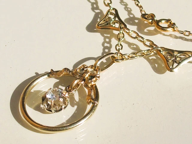 Collier Draperie Filigrané Plaqué Or ORIA - Style Art Déco - Occasion, Bijou Vintage
