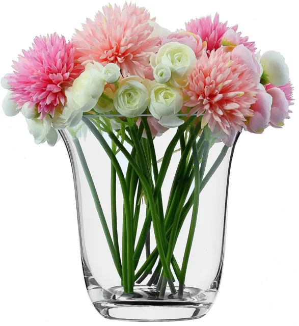 Clear Glass Wide Large Table Trumpet Flower Vase H19cm D19cm 2 L - Mothers day