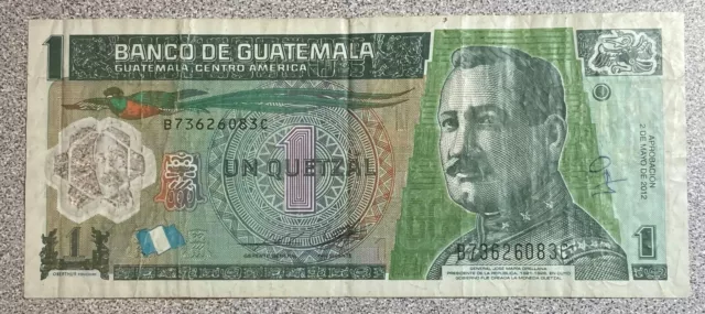 2012 Guatemala Un Quetzal Banknote