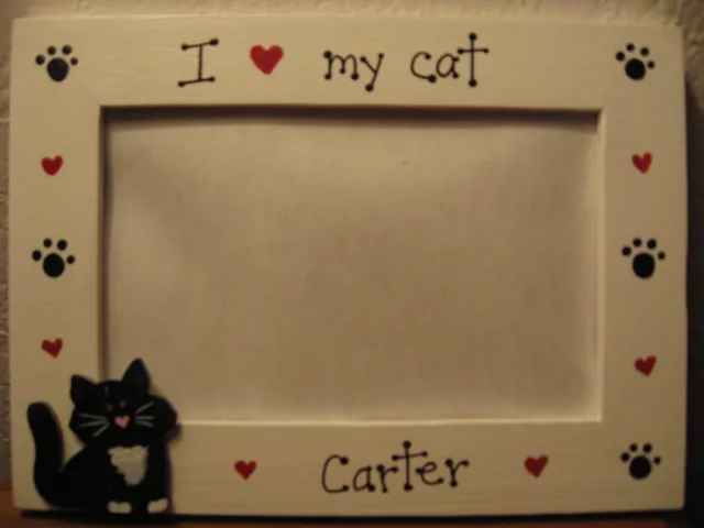 Cat frame PERSONALIZED - I love my cat kitten pet custom photo picture frame