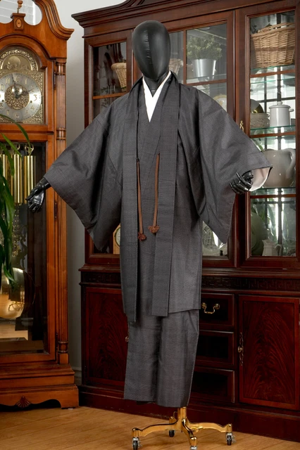 Dear Vanilla Japanese Silk Kimono/Haori Ensemble Set Men's Authentic Vintage