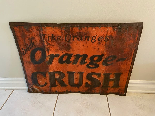 1920s Orange Crush Embossed Metal Sign