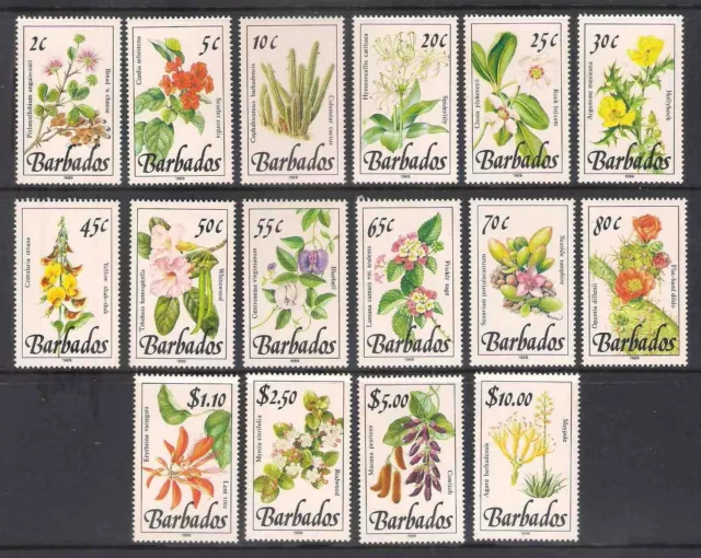 Barbados 1989 sg890-905 Wild Plants Flowers Set Without 35c/90c MNH B115