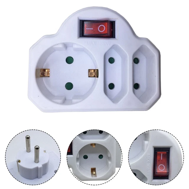 Adaptador de enchufe 3 vías ignífugo PP convertidor de potencia múltiple con interruptor
