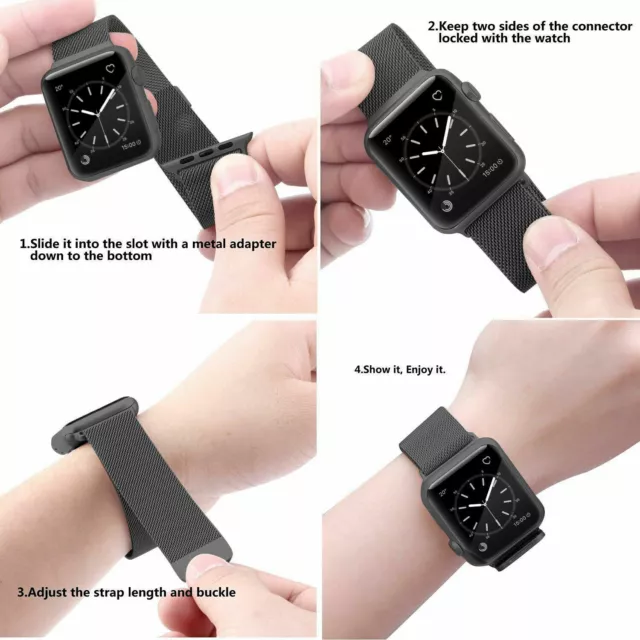 Magnetic Stainless Steel Milanese Strap For Apple Watch Band Series Ultra 9-1 3