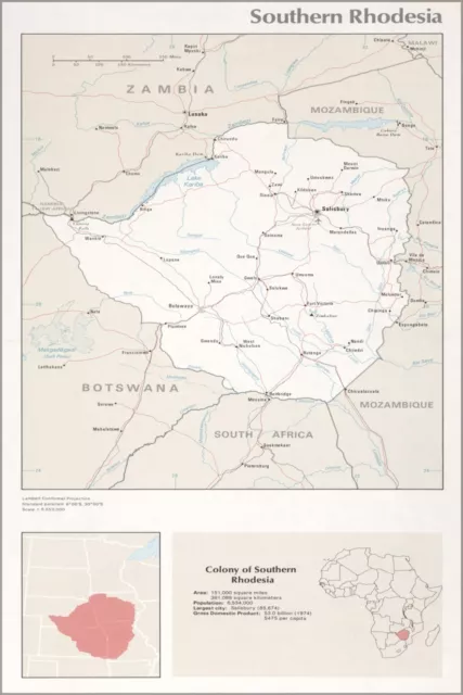 Poster, Many Sizes; Cia Map Of Southern Rhodesia 1976