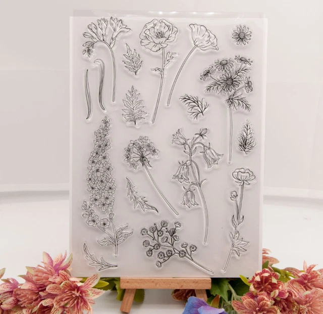 Blumenblatt Silikon klarer Stempel für Sammelalbum Prägekarte Handwerk Zum Selbermachen UK
