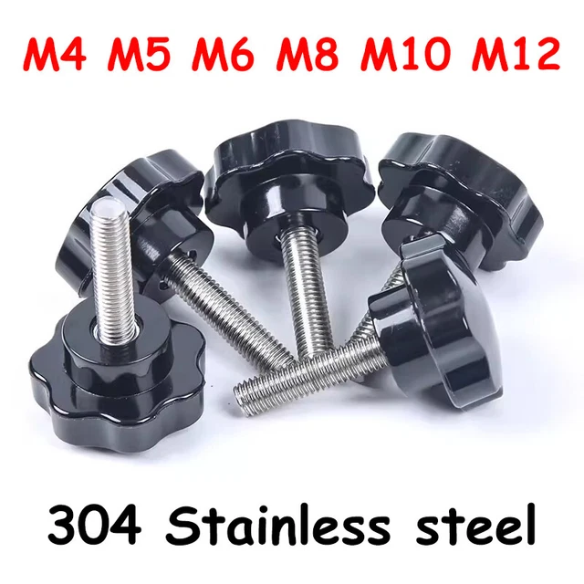 10pcs M8x40 Female Thread Nut Clamping Handle, Star Shaped Hand Knobs Black Plastic Screw In Handle Clamping Knob For Mechanical Equipment