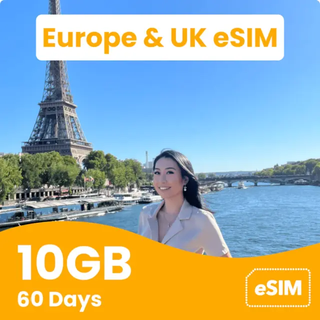 Europe and UK E-Sim | 10 GB | 60 Days | 36 Countries