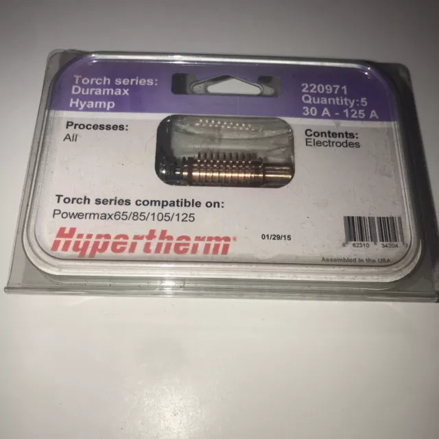 Genuine Hypertherm 220971 Duramax 30A-125A Electrodes 3 Pack