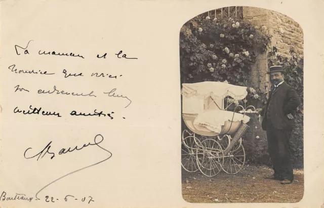 Cpa Photo Card Men With An Antique Cradle 1907