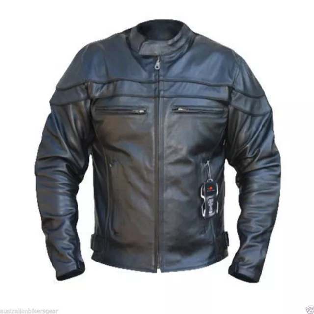 BUSA Sturgis Bikers CE Cowhide Leather Supple Motorcycle Jacket 3yr Warranty