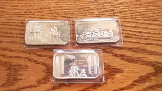 3 bar lot  - 1 oz .999 Silver Art Bars   MB03