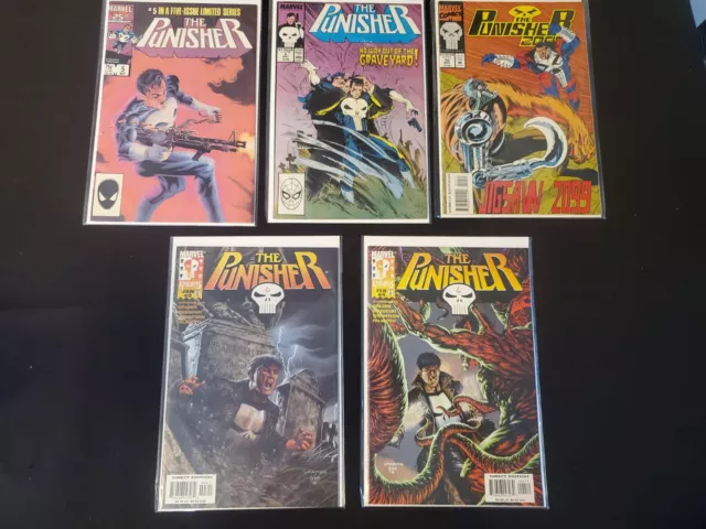 THE PUNISHER Lot (5 COMICS TOTAL) Punisher 1986 #5 Punisher VOL 1 #8 2099 #10