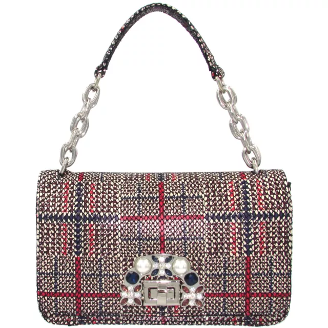 ERMANNO Ermanno Scervino italian designer Tartan pattern leather small flap bag