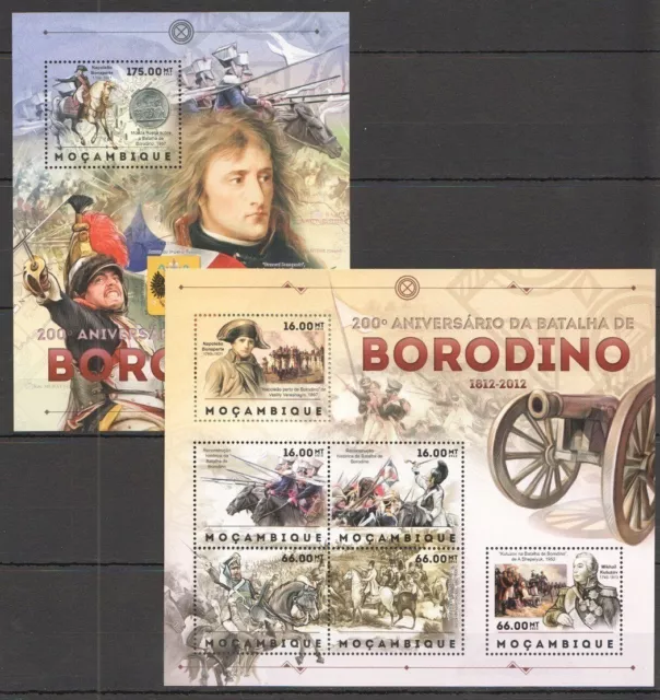 Bc1150 2010 Mozambique War Waterloo Borodino Napoleon Bonaparte Kb+Bl Mnh