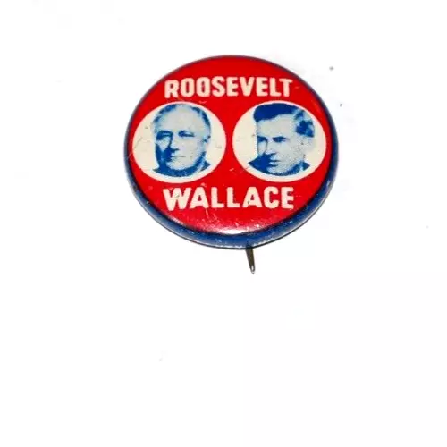 1940 Franklin Roosevelt Henry Wallace FDR campaign pin pinback button president