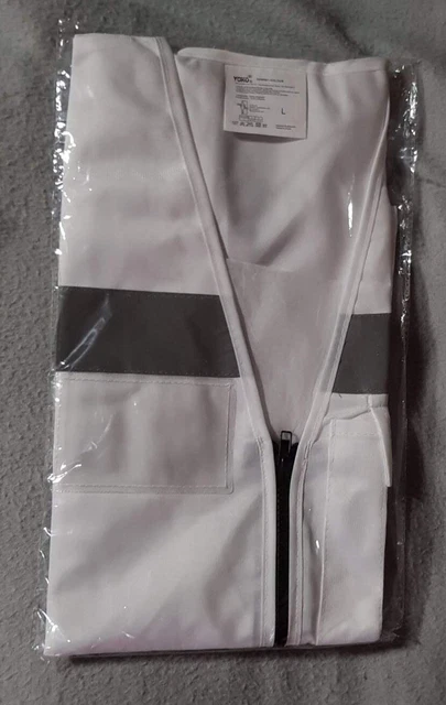 Gilet da lavoro multitasca YOKO HVW801 Executive con cerniera alta visibilità bianco GRANDE