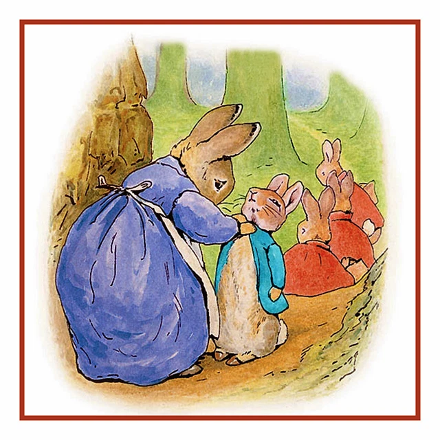 PETER RABBIT MRS Rabbits Family Beatrix Potter Counted Cross Stitch ...