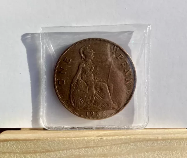 Extremely Rare 1936 One Penny King George V British Coin Unique VERY COLLECTABLE