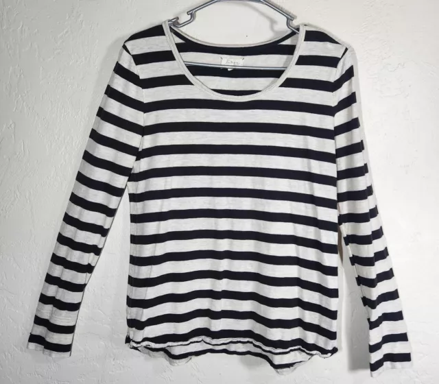 Lou And Grey Womens Size Large Black And White Striped Long Sleeve Shirt