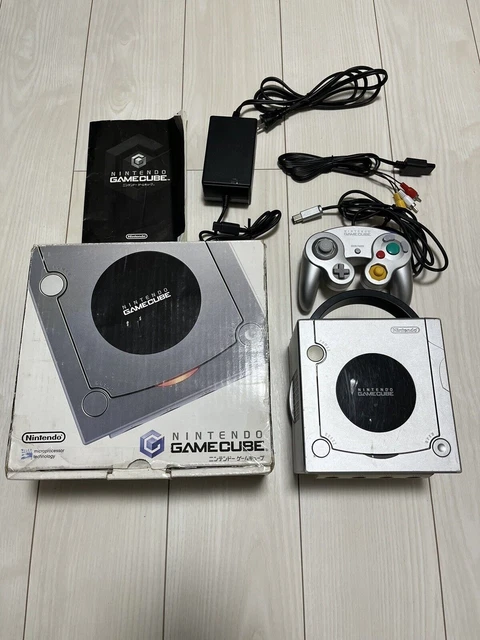【TESTED】Nintendo GameCube Silver  Console + Controller + Adapter + Box