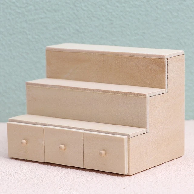 AirAds Dollhouse 1:12 miniature wood furniture ladder step cabinet unfinished