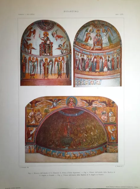 Stampa antica ROMA Basilica San Clemente Sant'Angelo in Formis 1925Antique print
