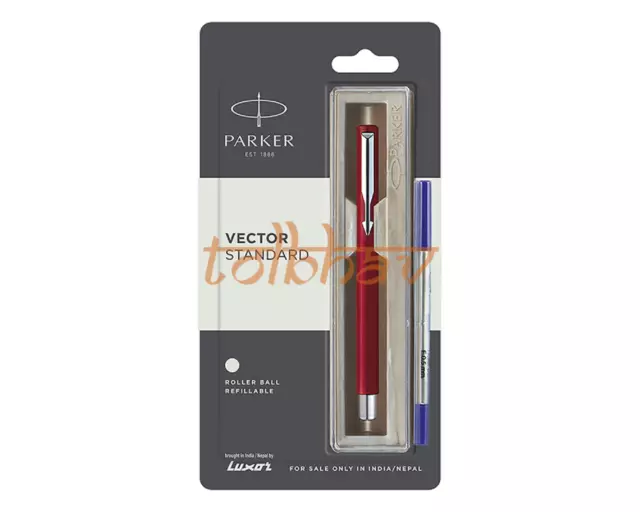 Parker Vector Standard Chrome Trim Roller Ball Pen Rojo