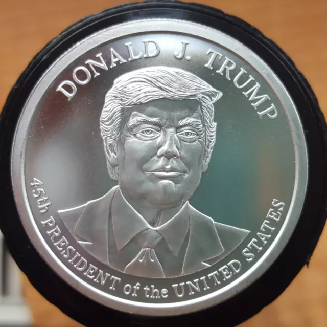 1 Oz UNZE 999 SILBER - PRÄSIDENT DONALD TRUMP USA FAHNE ADLER Silbermünze Barren