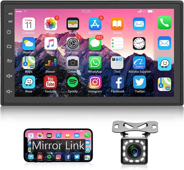 Podofo 2 Din Android Autoradio 1+16G 7'' Schermo Tattile 1080P Mirror Link Bluet