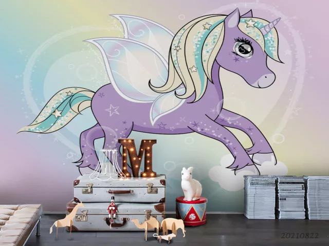 3D Cartoon Cute Animal Unicorn Wallpaper Wall Murals Removable Wallpaper 404