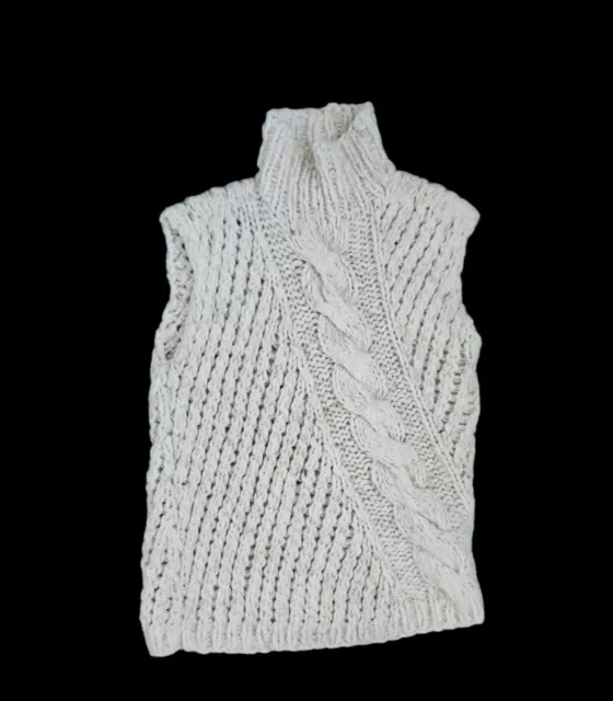 DKNY Turtleneck Sweater Knitted Vest Cream Color Size Small Womens Brand New
