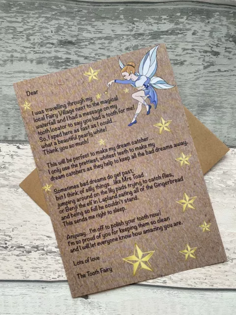 Tooth Fairy Letter, Personalised From The Tooth Fairy Keepsake For Boys or Girls