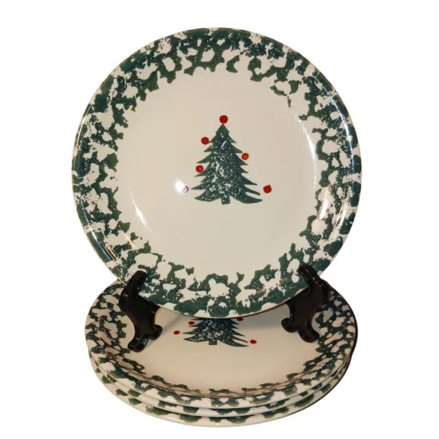 Tienshan Winter Wonderland 4 Salad Plates Vintage 90's Christmas Stoneware #2