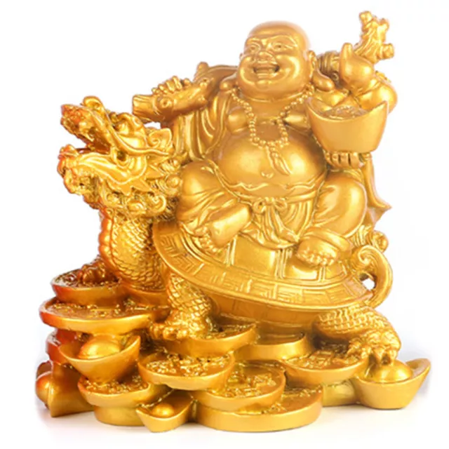 Gold Laughing Buddha Statue Chinese Feng Shui Money Maitreya Buddha Sculpture