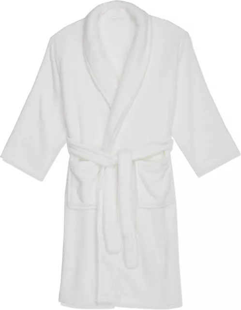 Supersoft Coral Fleece Bathrobe Dressing Gown Men's Women's Luxurious White