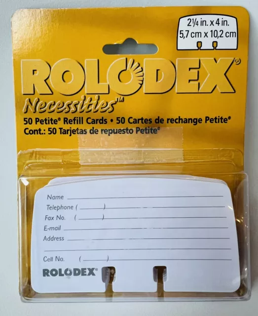 ROLODEX 50 Petite Refill Cards 2 1/4" x 4" Necessities CLASSIC 15359AS